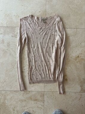 Embellished Light Pink Crewneck Sweater
